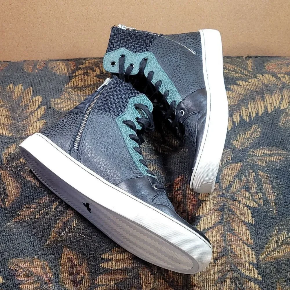 Creative Recreation Men's Adonis Black & Green Leather Fashion Sneaker- Size 10